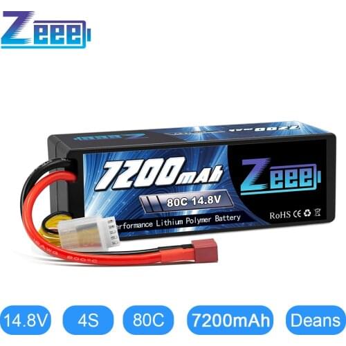 Zeee 14.8V 80C 7200mAh 4S Lipo Battery with Deans Plug Hardcase Battery for Car Truck Tank RC Buggy Truggy Racing Hobby