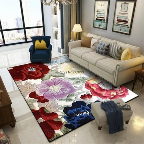 American Retro Carpet 3D Big Flower Carpet Bedroom Living Room Corridor Mats Household Long Carpet Floor Mats