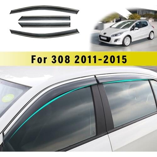 Car Smoke Window Sun Rain Visor For Peugeot 308 2011 2012 2013 2014 2015/2016-2018Car Sunny visor Deflector Guard Accessories