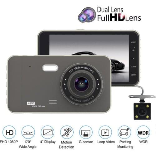 4.0" Car DVR Dash Cam Video recorder Rear View Dual Lens Registrar FHD Car Camera Cycle Recording Night Vision G-sensor Dashcam