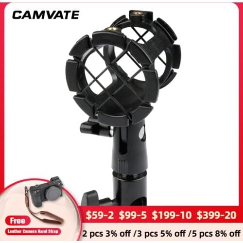CAMVATE Aluminum Adjustable Microphone Bracket + Light Pole Connector With Built-in 1/4"-20 Male Screw For Microphone Supporting