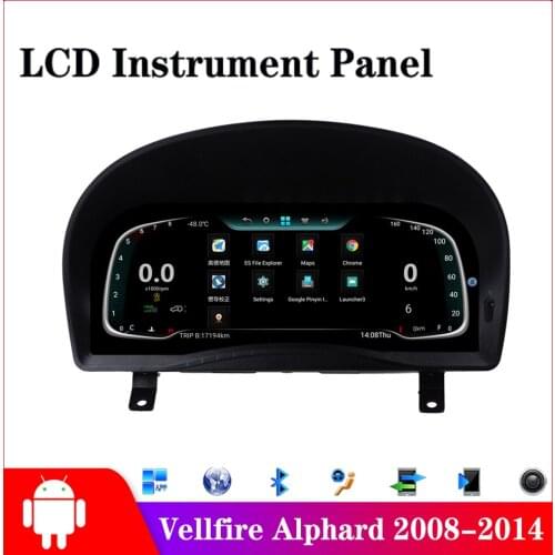 For Toyota Vellfire/Alphard 2008-2013 2014 Car Android LCD Instrument Panel Cluster GPS Navigation LCD Dashboard Refit Upgrade