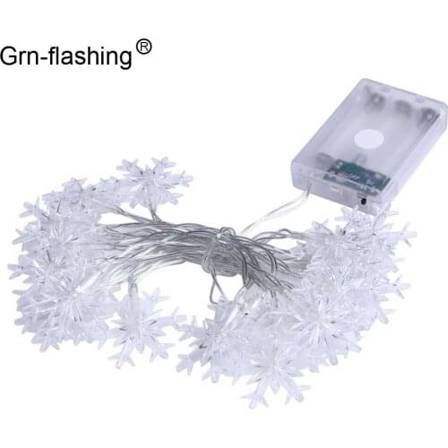 2M 20leds Christmas Tree Snow Flakes lights Led Fairy String Light Garden Home Decor Wedding party Garland 3AAA Battery Operated