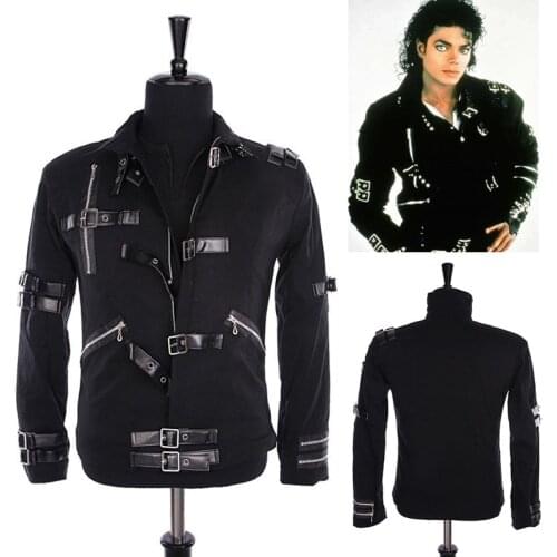 HOT MJ MICHAEL JACKSON MENS JACKET PUNK BAD BLACK JACKET FASHION COOL