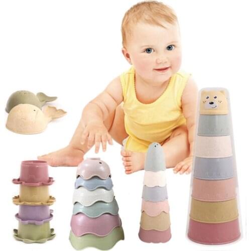Hot-sale 5 Types Of Baby Bath Stacking Towers Cups Shower Toys Bathtub Beach Educational Toys For Newborns Gift For Boy And Girl