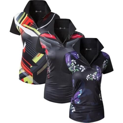 Jeansian 3 Pack Women Short Sleeve T-Shirt Tee Shirts Tshirt Golf Tennis Badminton SWT302_308_311_Black (Please choose US size)