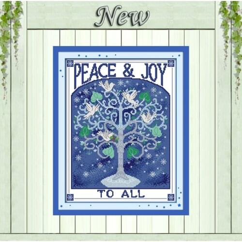 Wishing tree cartoon peace joy decor painting counted print on canvas Cross stitch DMC 14CT 11CT Needlework Sets Embroidery kits