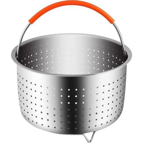 Stainless Steel Steamer Basket Pressure Cooker with Silicone Covered Handle Sturdy Steamer Basket