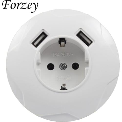 Round newUSB Wall Socket Free shipping Double USB Port 5V 2A usb wall outlet high quality usb outlet steckdose F03