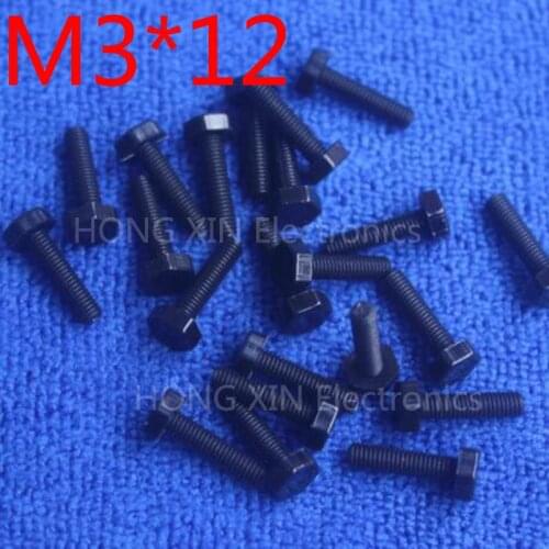 M3*12 12mm black 1pcs Hexagonal nylon Screws plastic Insulation bolts Fasteners brand RoHS compliant PC/board DIY hobby screw