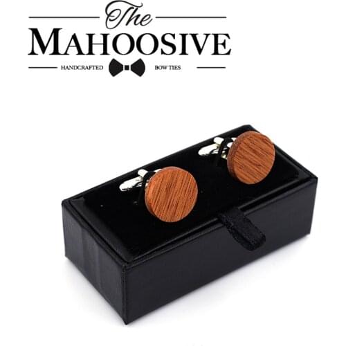 MAHOOSIVE Wooden Cufflinks Wedding Groom Anchor Shirt Cufflinks For Mens Casual Cuff Link with Gift box