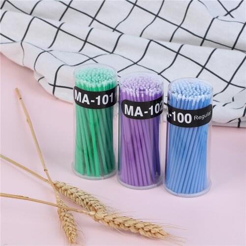 Microcepillo aplicador Wegwerp para extensiones, 100 Stks/pak, Verwijderen, Valse, Wimpers, Wattenstaafje