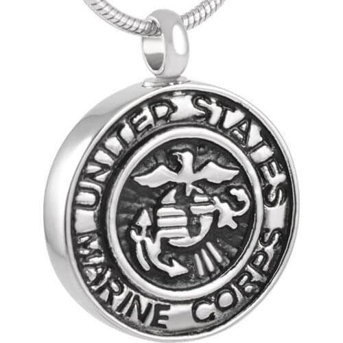 MJD8386 Memorial Jewelry Black Marine Corps Flying Bird Keep Safe Cool Mans Necklace Cremation Urn For Ashes