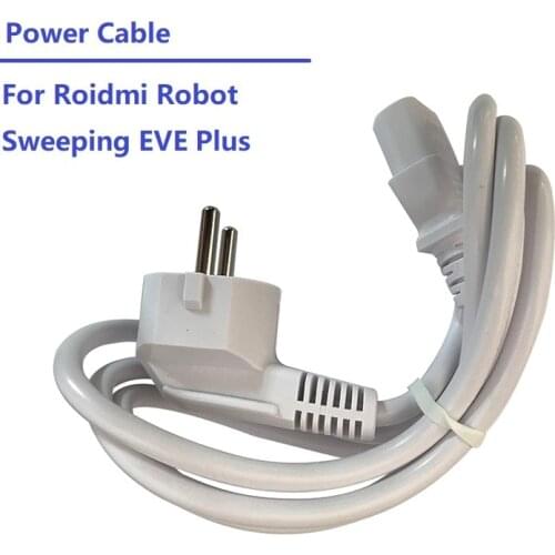 Power Cable with EU Plug for Roidmi Robot Sweeping EVE Plus Vacuum Cleaner Spare Parts Accessory Charging Cord White