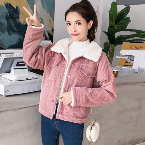 New Women winter Thick Winter lambswool Jackets woman Loose Corduroy Jacket Coat Ladies Cute Outerwear Coat Warm Parka Female