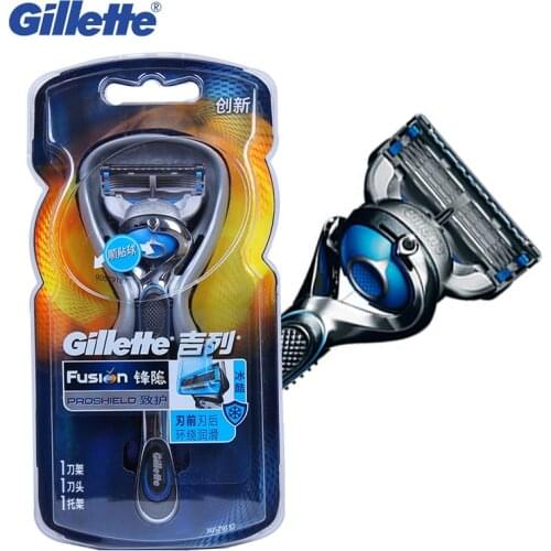 Original Gillette Fusion Proshield Razors FlexBall Cool Mint Manual Shaving Razor with 1 holder & 1 blade Washable Staight Razor