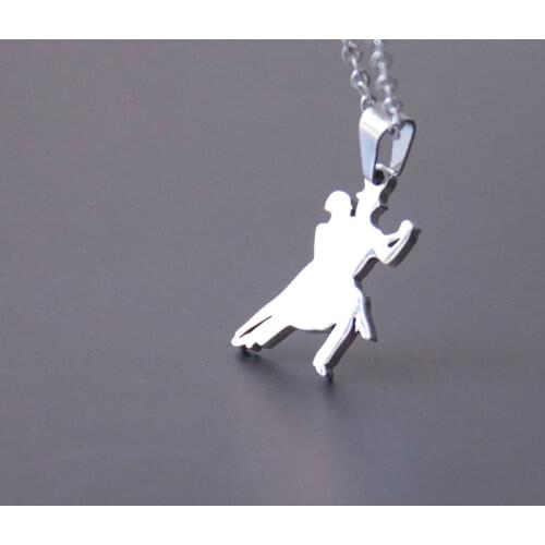 1pc Dancing Couple Stainless Steel Necklace Love Pendants Necklaces Women Men Girls Fashion Memorial Jewelry