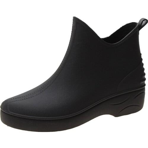Punk Style Zipper Tall Boots Womens Pure Color Rain Boots Outdoor Rubber Water shoes For Female 36-41 Plus size