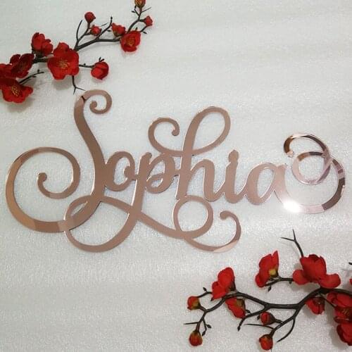 Custom Rose Gold Name Sign Personalized Acrylic Name Wedding Signs Babyshower Party Decor Backdrop Hanger