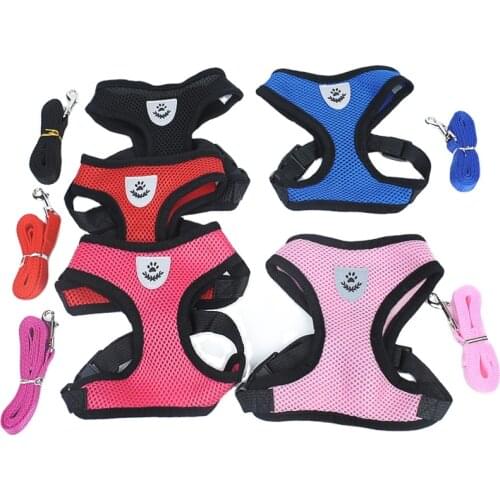 Adjustable Soft Cat Pet Dog Harness and Leash Set Mesh Harness Vest for Dogs Puppy Dog Costume Clothes for Dog Pet Clothes