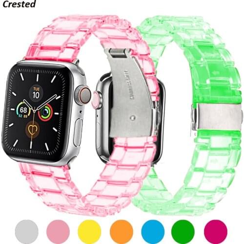 Transparent Strap for Apple Watch 6 band 44mm 40mm iWatch band 42mm 38mm Resin Belt Bracelet Apple watch series 3 4 5 se 6 band
