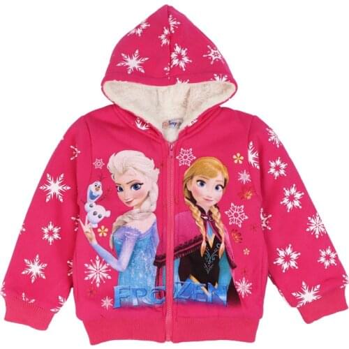 Wool Jacket For Girls Coats Hooded Cartoon Anna Elsa Baby Girls Clothes Outerwear Kids Windbreaker Autumn Winter Girls Jackets
