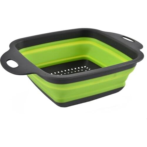 Square Shape Drain Basket Collapsible Colanders Foldable Silicone Kitchen Organizer Fruit Vegetable Baskets Folding Strainers
