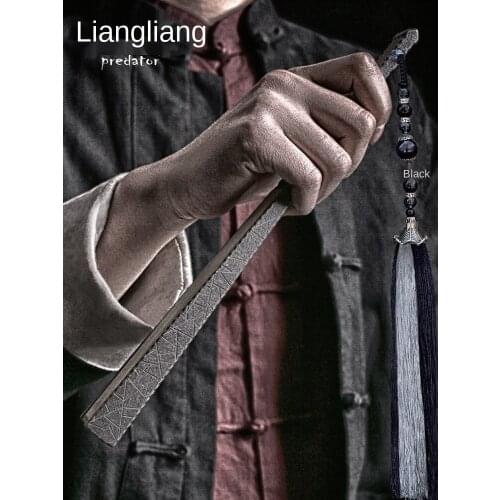 Titanium alloy folding fan mens nine-inch eighteen-square glazed tactical self-defense Taiji Kung Fu fan custom gifts