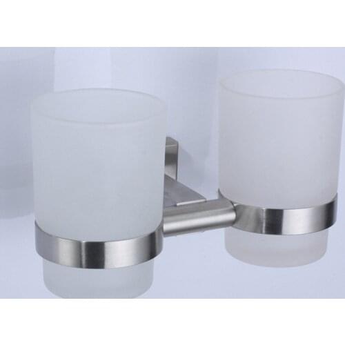 Bathroom Mouthwash Cup Shelf Set With Glass Bathroom Brush Cup Single Cup 304 Stainless Steel Bathroom Hardware Pendant