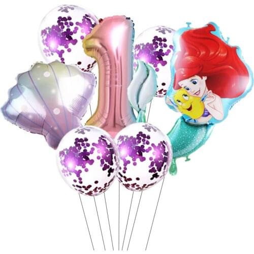 Disney Mermaid Party Balloons 32inch Number Foil Balloon Kids Birthday Party Decoration Supplies Baby Shower Decor Helium Globos
