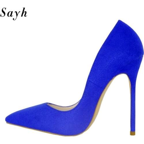 2020 New High Heels Women Fashion Pointed Toe Office Shoes Womens Solid Flock Shallow High Heels Shoes for Women Classic Pumps