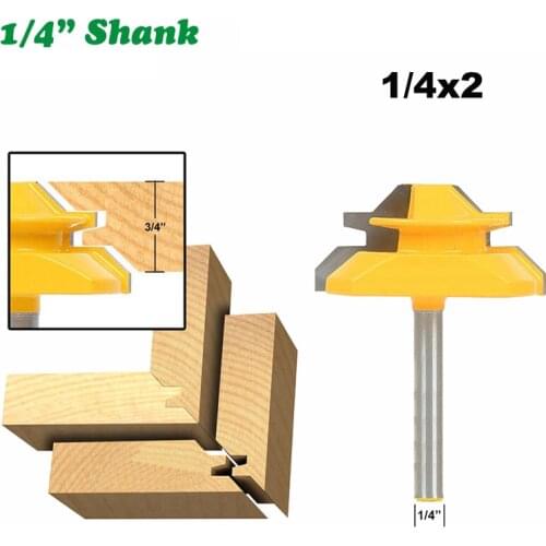 1PC 1/4" 6.35MM Shank Milling Cutter Wood Carving 45 Degree 3/4" Stock Tenon Cutter Woodworking Medium Lock Milter Router Bit