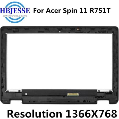 11.6'' LED Touch screen Digitizer+Frame Display Assembly B116XAB01.4 For Acer Spin Chromebook R751T-C4XP 1366x768