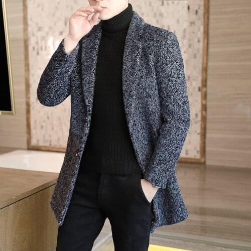 2021 new autumn winter high quality fashion casual windbreaker mens jacket coat long wool thick warm men wool jacket Brand male
