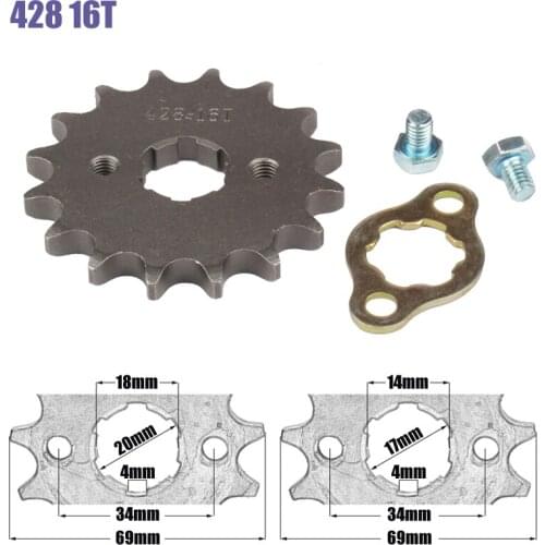 428 Chain 16T 17mm 20mm Front Engine Sprocket For 50cc to 125cc Dirt Bike ATV Go Kart Quad Pitbike Buggy Motorcycle