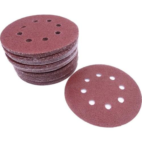 50 pcs 5 inch 8 Hole 80 Grit Mix Sanding Disc Ran Orbit Sandpaper Buckle Sander