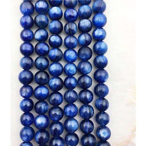 6 8mm Natural Noble Smooth Cyanite Beads High Quality Round Blue Kyanite Gem Loose Stone Jewelry For Making Bracelet Necklace