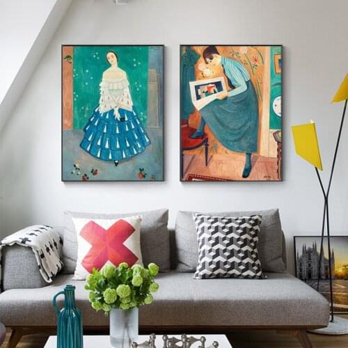 Abstract Artistic Girl Wall Art Oil Painting Big Tableaux Character Posters and Prints for Living Room Entrance Cuadros Modernos