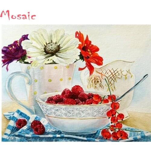 Diamond Embroidery Flowers Pattern Diamond Painting Pictures Of Rhinestones Diamond Mosaic Cross Stitch tea cup Still life