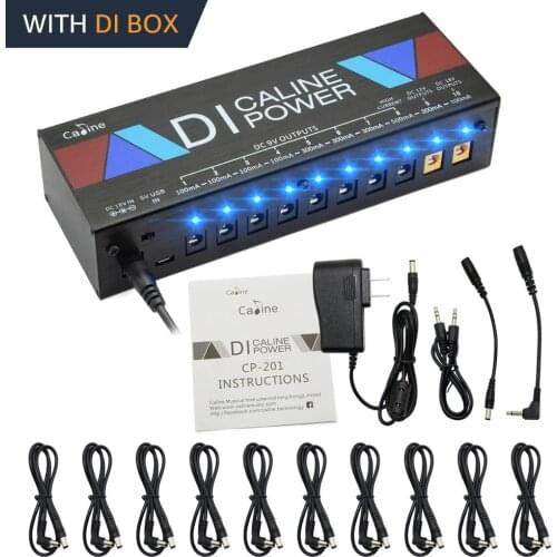 Caline CP-201 DI Box Multi Power Supply AC 110V-240V 18W 10-ways Direct Box power outputs For Effect Pedal Guitar Accessories