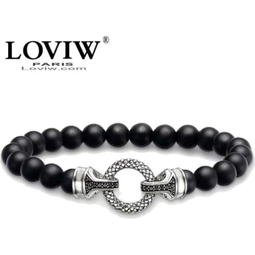 Black Onyx & silver-plate Clasps Bracelets Beads Super Deals Gift new Style hot Jewelry Gift for Men & women