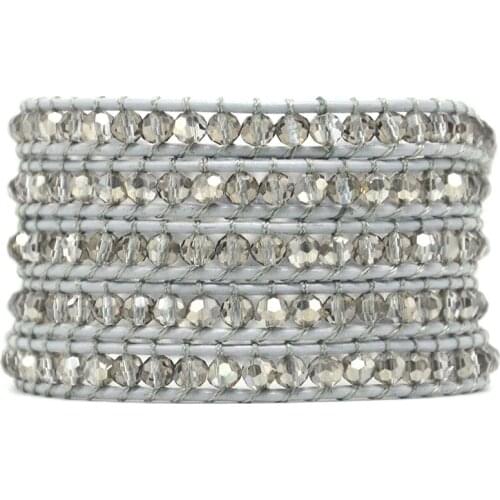 Pure Handmade Weave Crystal Beads 5 Wrap Stretch High Quality Multilayers Friendship Cuff Bracelets
