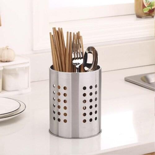 Stainless Steel Kitchen Cooking Utensils Holder Crock Drainer Flatware Caddy Cutlery Organizer Tableware Storage Serving Tool