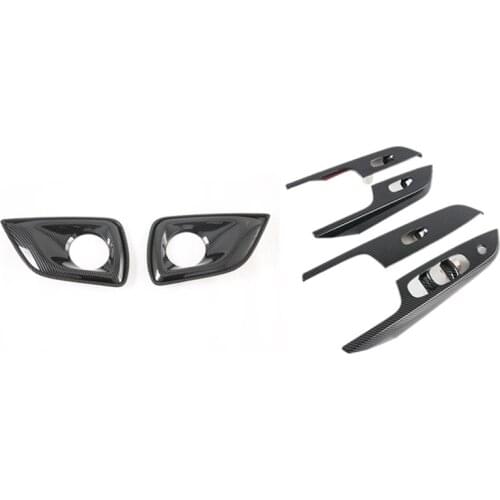 For Nissan Navara NP300 2016-2021 Car Carbon Fibre Window Glass Lift Switch Button Panel Cover Trim Sticker Accessories