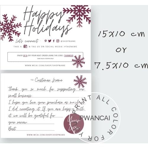 ADD your LOGO-snowflake Business Insert Card,Thank For You Order Insert Card Template,Small Business,Editable Printable Packagin