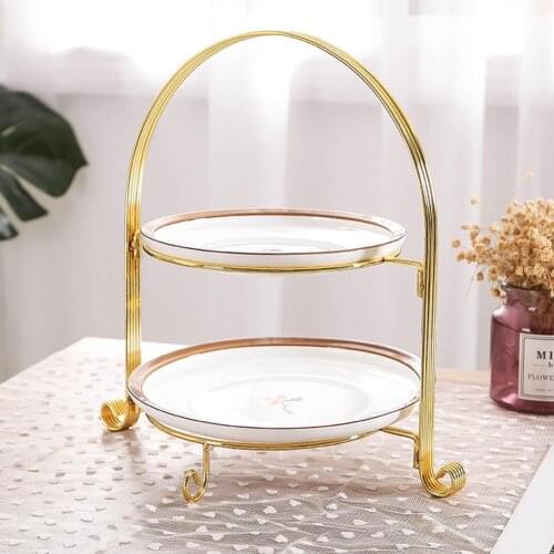 European Style Fruit Plate Two Layer Dessert Cake Rack Stands Pastry Dish Living Room Party Candy Tray Shelf Fruit Tray