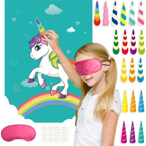 Unicorn Party Game Birthday Games For Kids Pin The Horn Tail On The Unicorn Home Decor Happy Birthday Party Decoration Girl