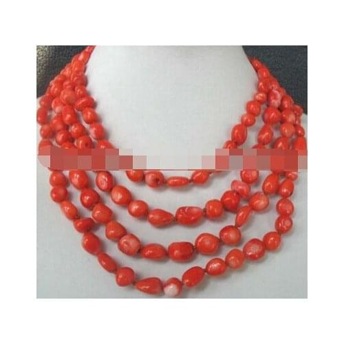 Jewelr 005750 freedom shape coral baroque beads 69" necklace