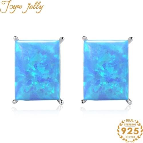 JoyceJelly Women Earrings 925 Sterling Silver Stud Earrings Square Colored Gemstone Fashion Women Fine Wedding Jewelry Wholesale