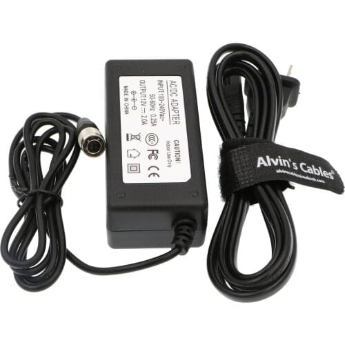 Alvins Cables AC to 4 Pin Hirose Male 12V 2A Power Adapter For SOUND DEVICES ZAXCOM SONY